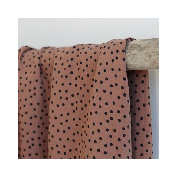 Tissu twill de viscose - small dots tobacco