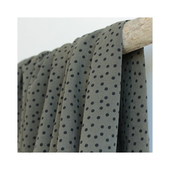Tissu twill de viscose - small dots army