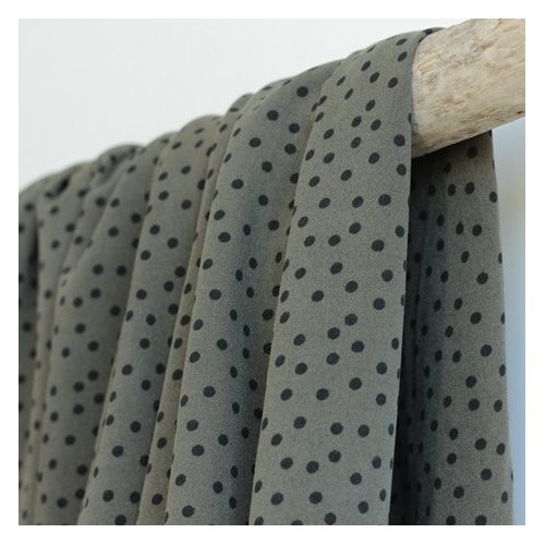 Tissu twill de viscose - small dots army Tissu twill de viscose - small dots army