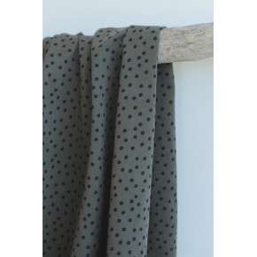 tissu viscose à pois - kaki