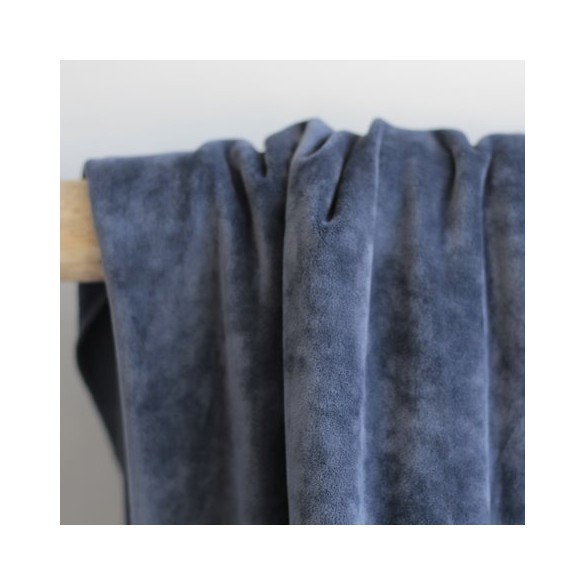 Tissu Sweat velours bleu