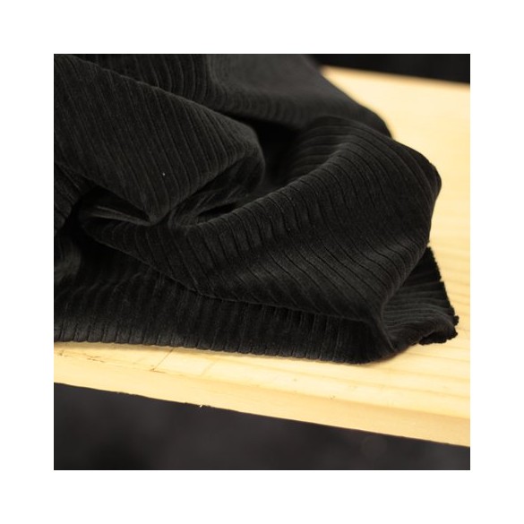 Tissu Nicky grosses côtes velours - noir