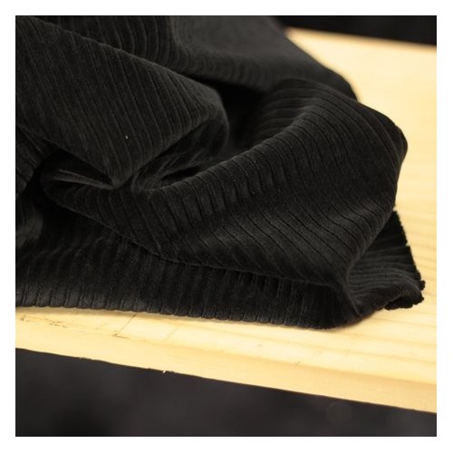Tissu Nicky grosses côtes velours - noir Tissu Nicky grosses côtes velours - noir