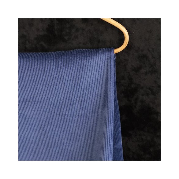 Tissu velours côtelé stretch - bleu