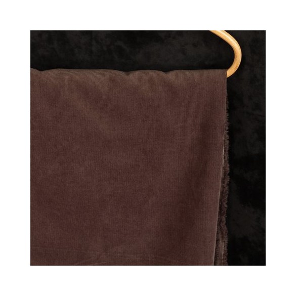 Tissu velours milleraies - brun foncé