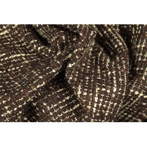 tissu tweed haute gamme - marron écru et lurex cuivré