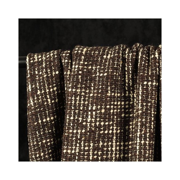 Tissu tweed - marron/écru/lurex