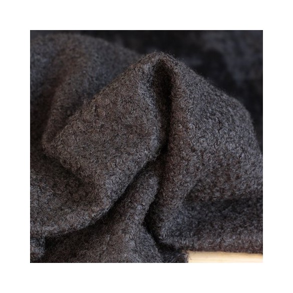 Tissu lainage bouclette - noir