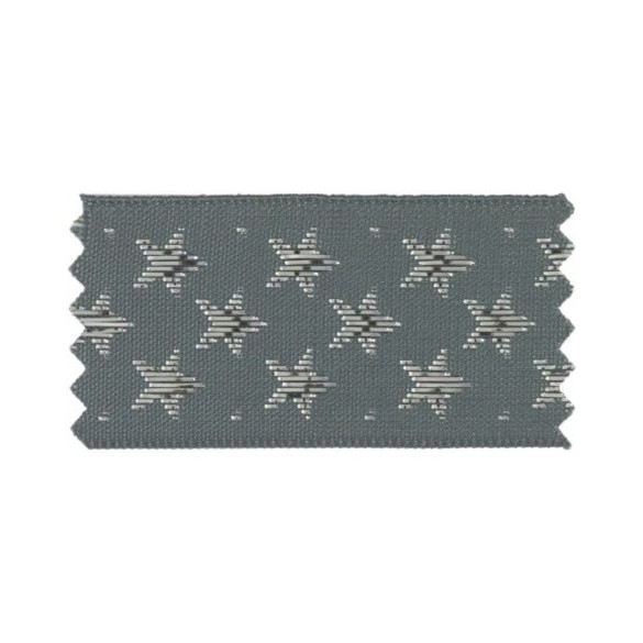 ruban étoiles lurex - vert de gris - 25 mm