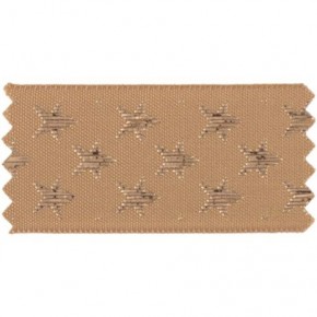 ruban satin - 25 mm - beige- étoile lurex doré
