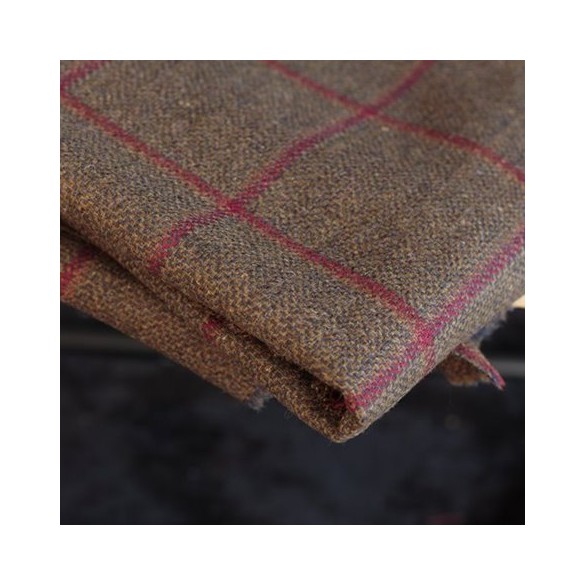 Tweed pure laine - marron/bordeaux