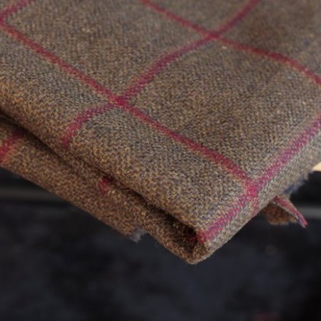 Tweed pure laine - marron/bordeaux