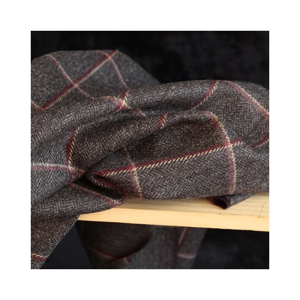 Tweed pure laine - marron/rouge/beige