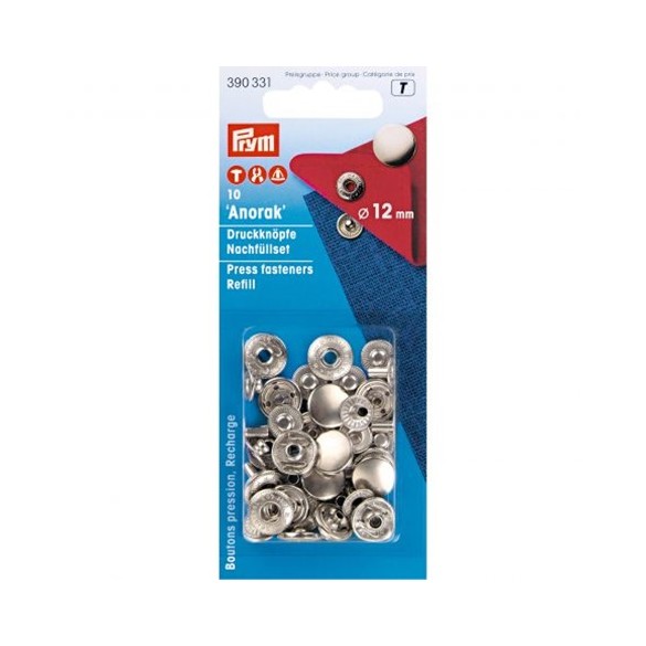 recharge boutons pressions 12 mm anorak argent prym