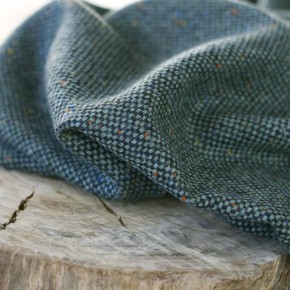 tissu en tweed chiné pure laine - vert - un chat sur un fil