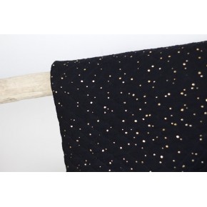 tissu noir matélassé à pois dorés - un chat sur un fil