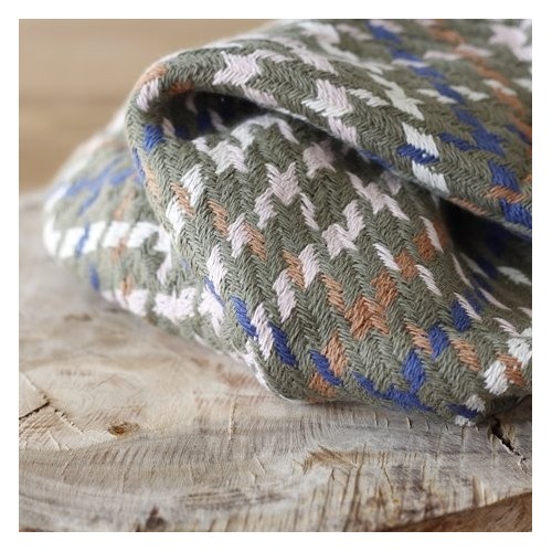 twill de coton à carreaux - vert et rose twill de coton à carreaux - vert et rose