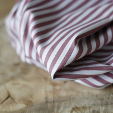 Tissu coton rayures - vieux rose/blanc