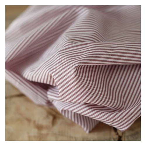 pur coton - fines rayures - rose et blanc pur coton - fines rayures - rose et blanc