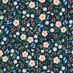 Coton motifs fleurs et animaux - Cotton and Steel