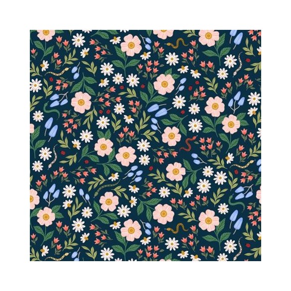 Coton motifs fleurs et animaux - Cotton and Steel