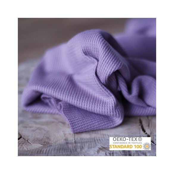 tissu nid d'abeille polycoton - lilas