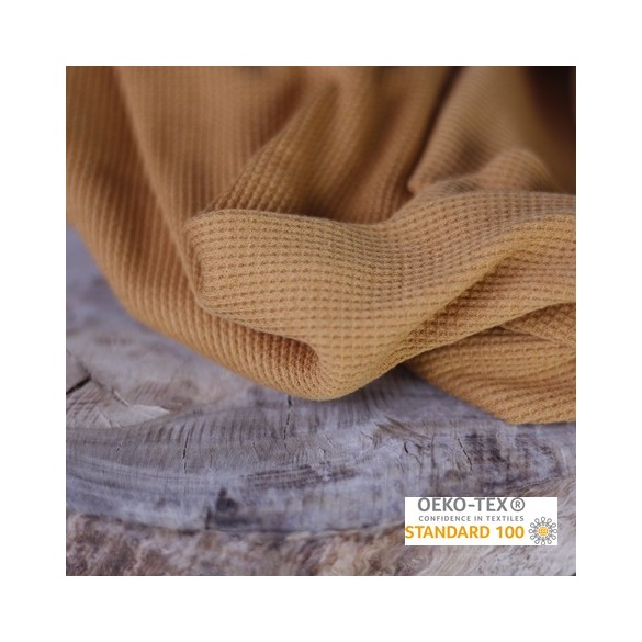 Tissu jersey nid d'abeille - ocre