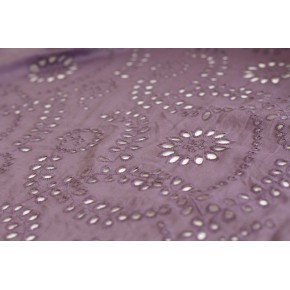 tissu coton brodé - mauve
