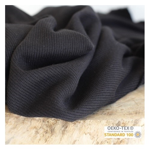 tissu jersey côtelé - noir tissu jersey côtelé - noir