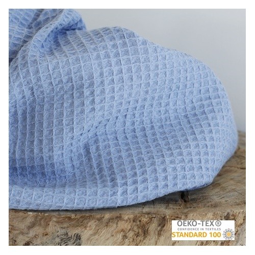 tissu nid d'abeille en coton - bleu - un chat sur un fil tissu nid d'abeille en coton - bleu - un chat sur un fil