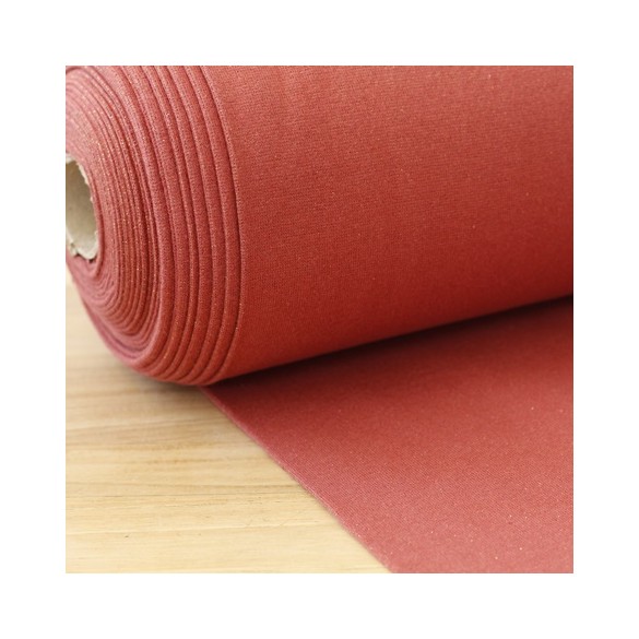tissu bord côte lurex doré - rouille