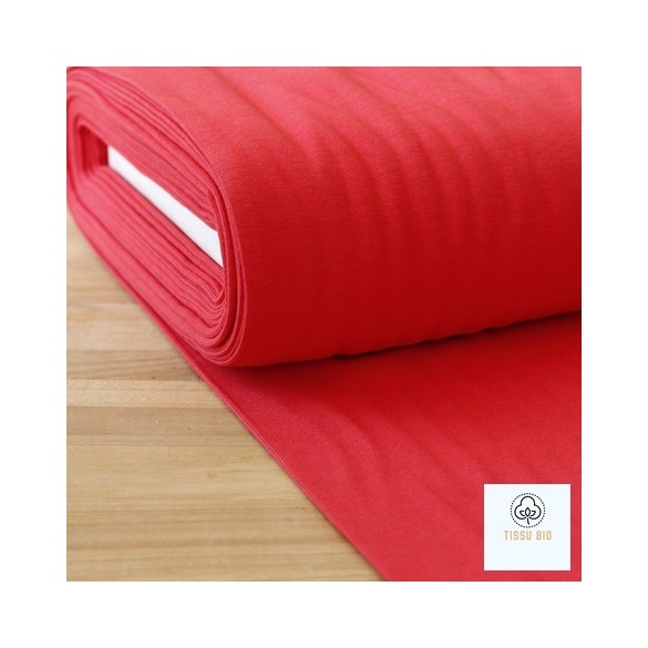 tissu bord côte tubulaire bio - rouge