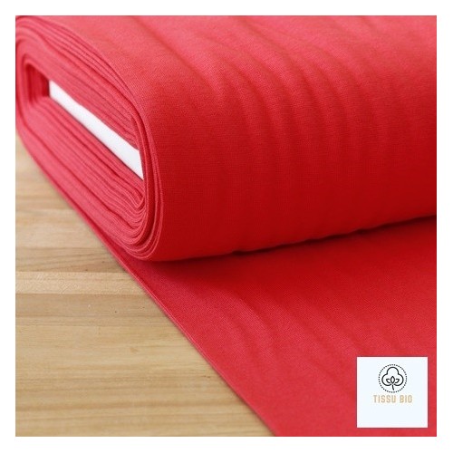tissu bord côte tubulaire bio - rouge