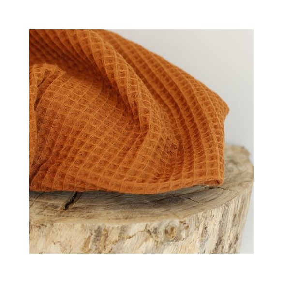 TISSU éponge nid d'abeille - brique