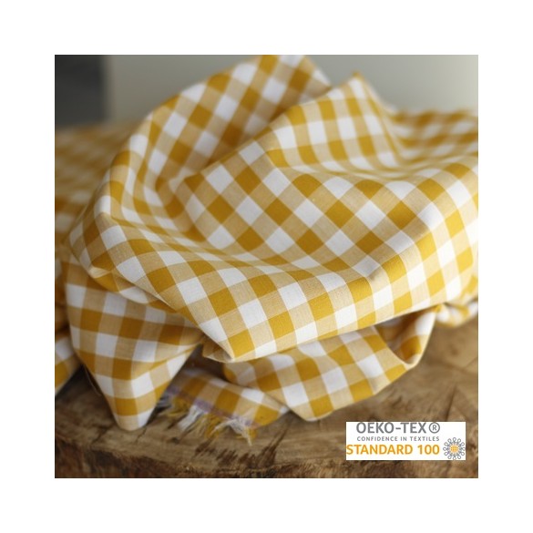 coton vichy jaune et blanc