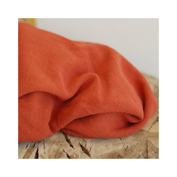 tissu en lin et viscose couleur brique