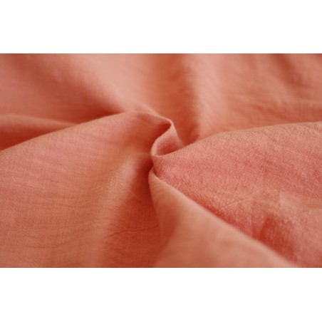 tissu coton lavé rose