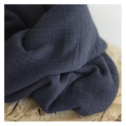 tissu double gaze coton marine tissu double gaze coton marine