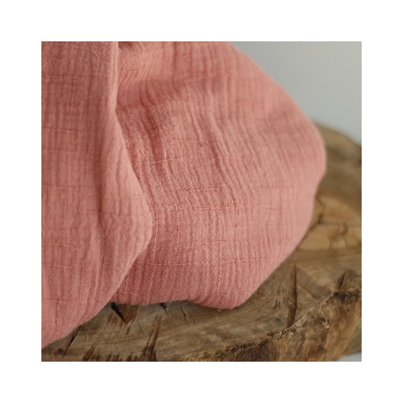 double gaze texturée coton et bambou - rose