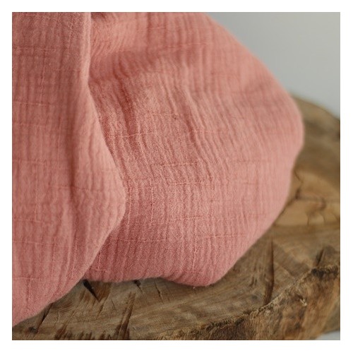 double gaze texturée coton et bambou - rose double gaze texturée coton et bambou - rose