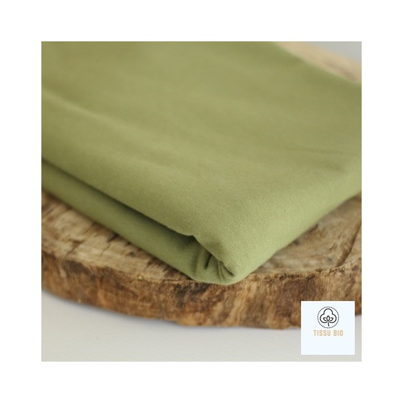 tissu jersey coton bio - vert mousse