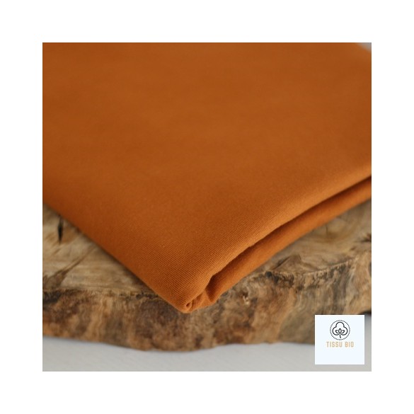 tissu jersey coton bio - cognac