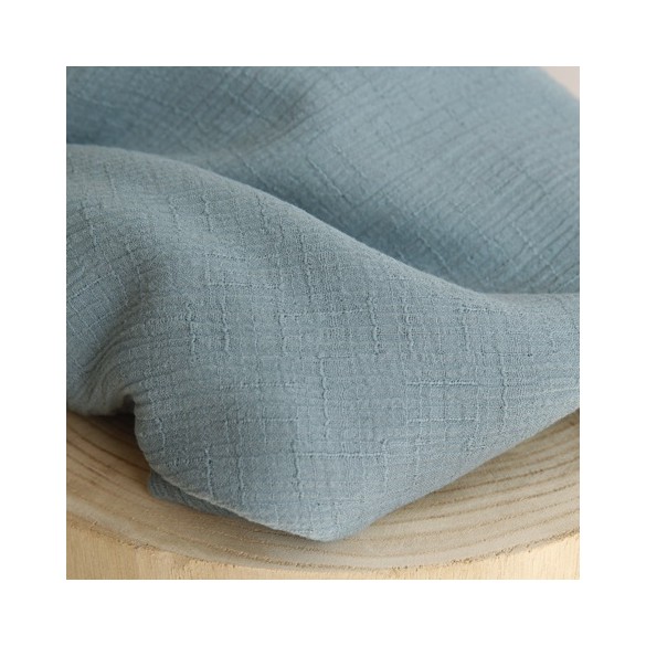 double gaze coton bambou - bleu céladon
