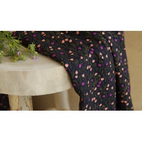 tissu viscose à petites fleurs - marine