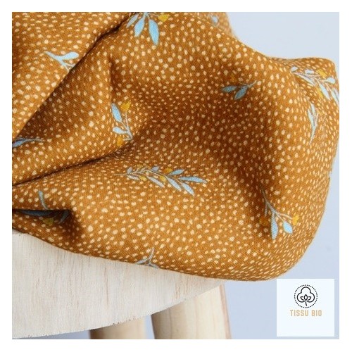double gaze ocre fleurs et pois - un chat sur un fil double gaze ocre fleurs et pois - un chat sur un fil