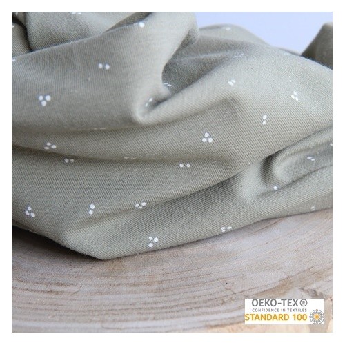 jersey coton imprimé - pois kaki jersey coton imprimé - pois kaki