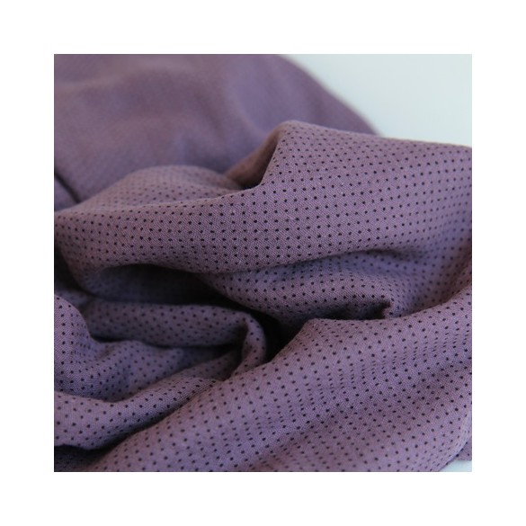 tissu double gaze à pois - mauve