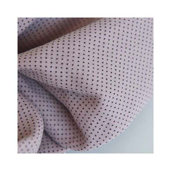 tissu en double gaze rose clair et pois noirs - un chat sur un fil