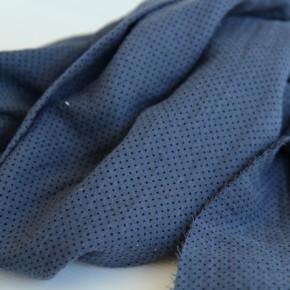 tissu double gaze bleu à pois noirs - un chat sur un fil