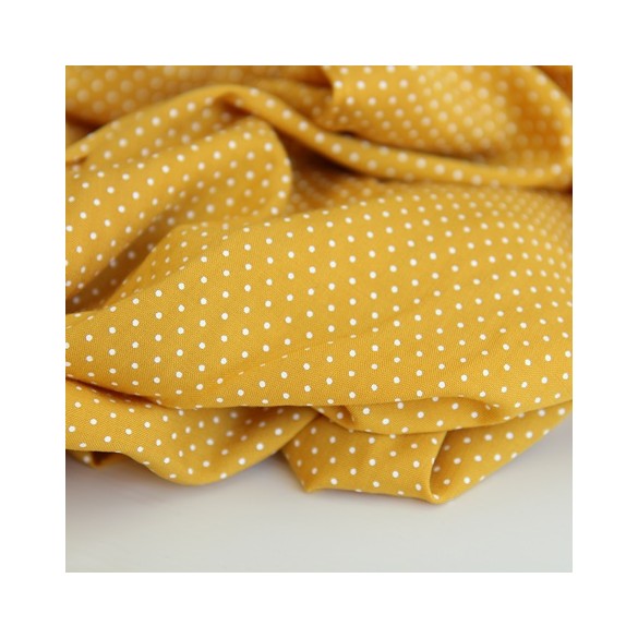 viscose imprimé pois - jaune et blanc